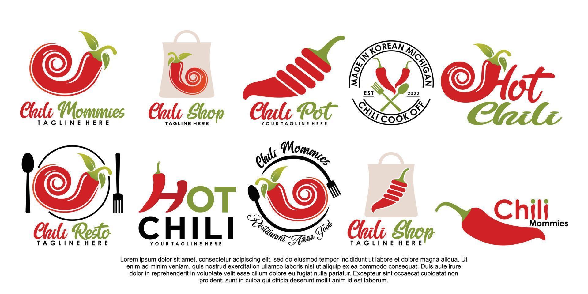 chili logo design unico con elemento semplice concetto premio vettore