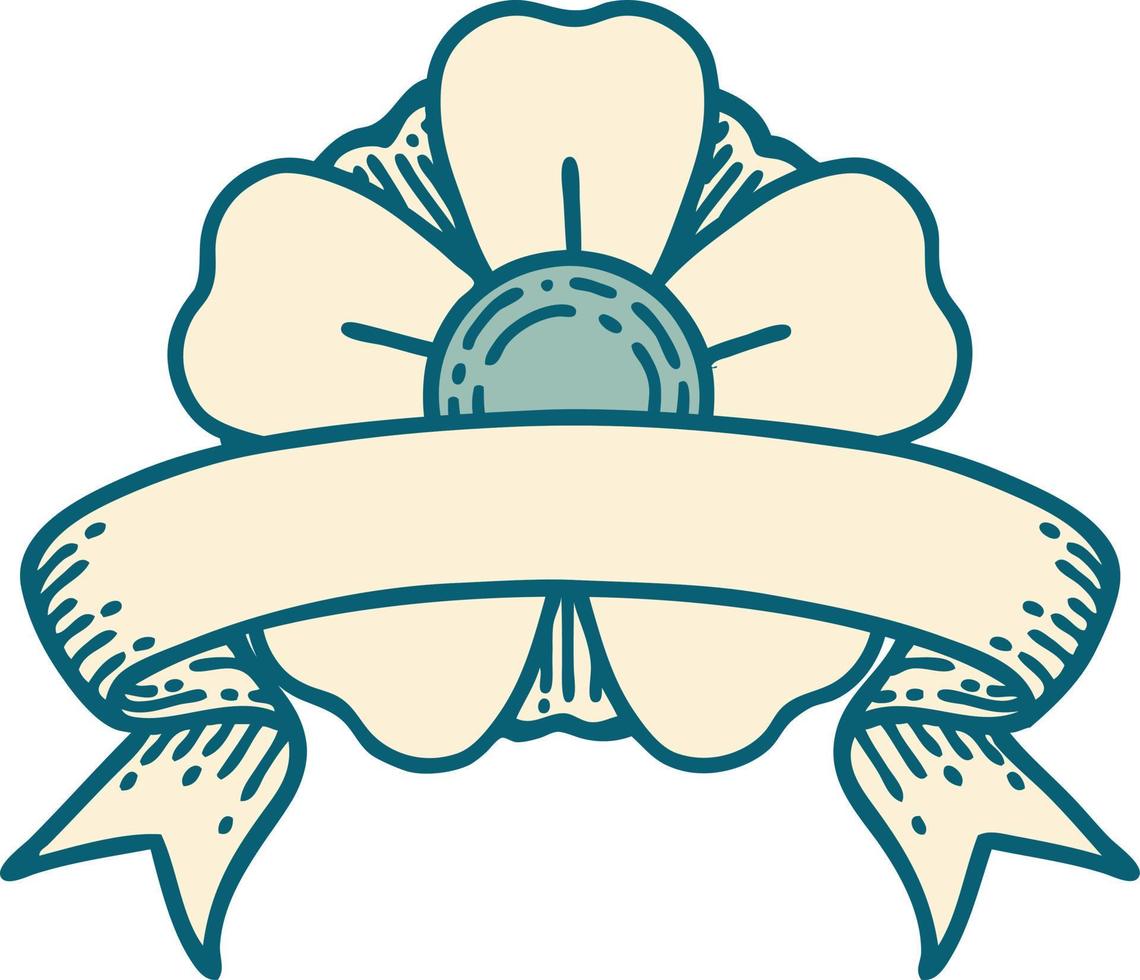 tradizionale tatuaggio con bandiera di un' fiore vettore