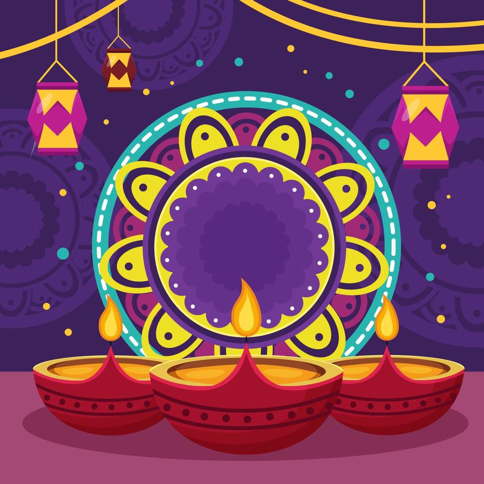 Diwali sfondo con candela concetto vettore