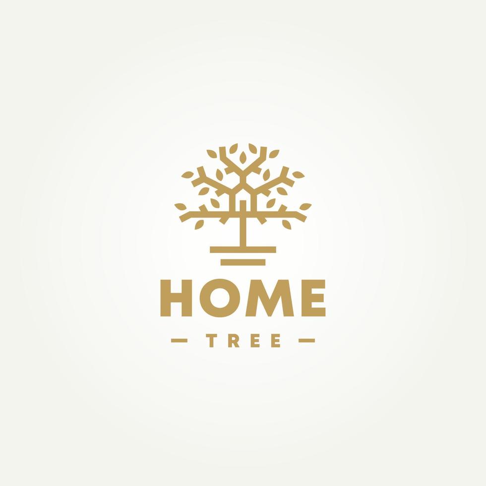 lussuoso minimalista albero Casa vero tenuta linea arte icona logo modello vettore illustrazione design. semplice moderno elegante natura Casa su il albero logo concetto