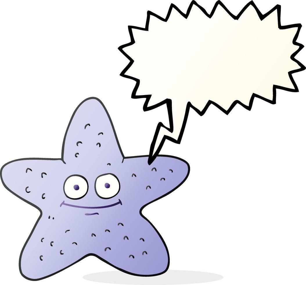 a mano libera disegnato discorso bolla cartone animato stella marina vettore