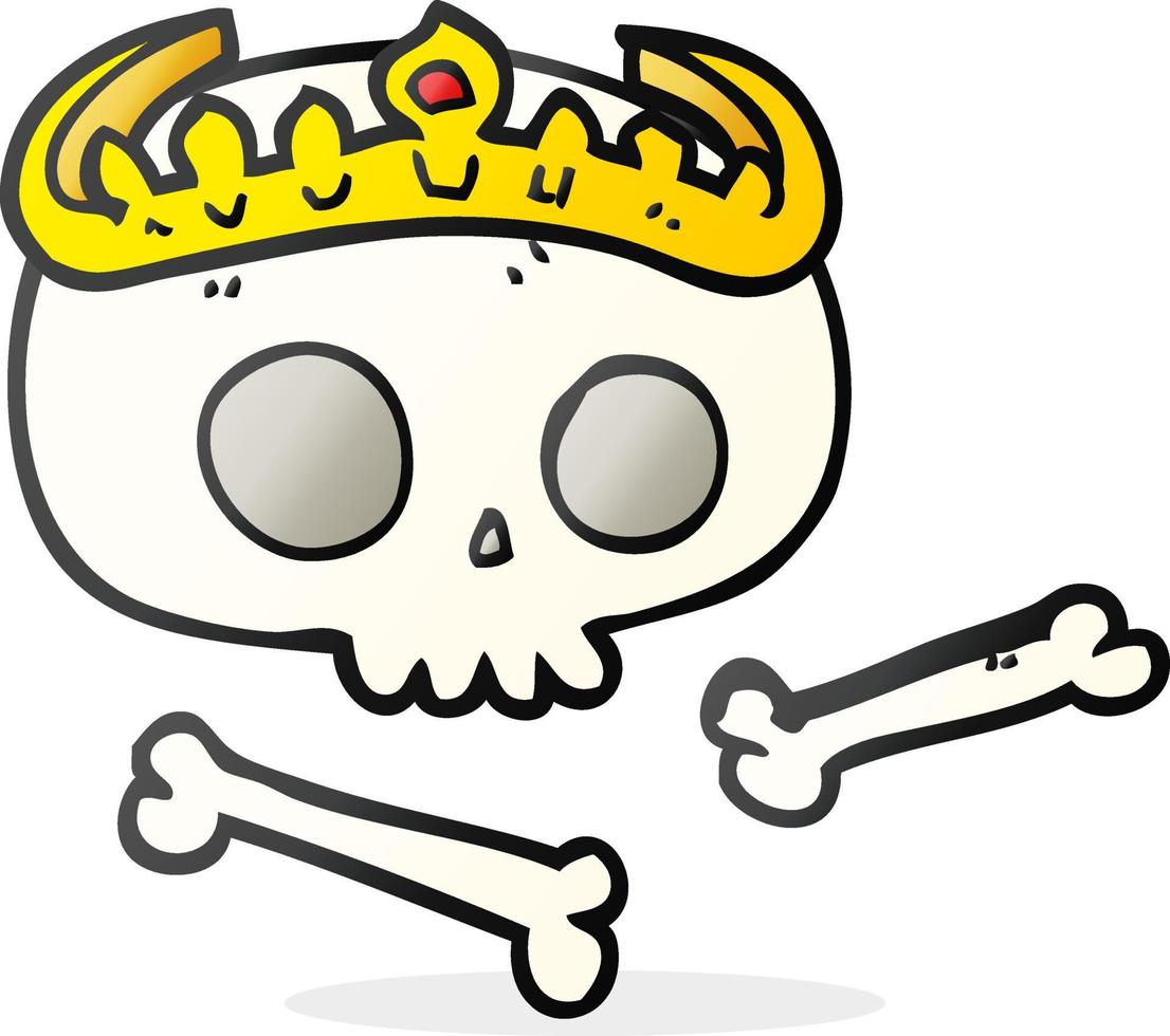 a mano libera disegnato cartone animato cranio indossare tiara vettore