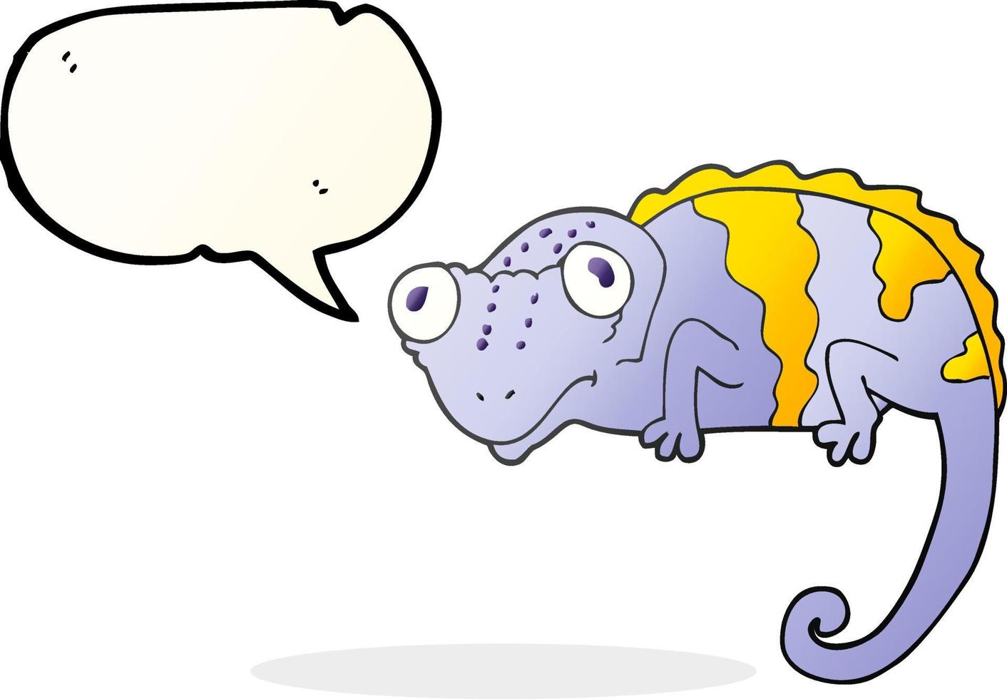 a mano libera disegnato discorso bolla cartone animato camaleonte vettore