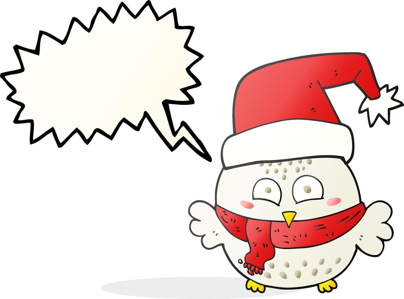 a mano libera disegnato discorso bolla cartone animato carino Natale gufo vettore