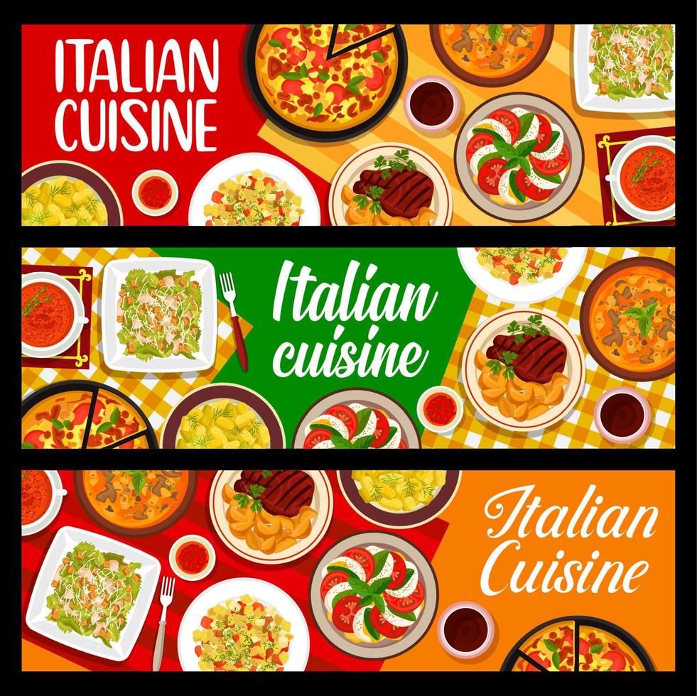 italiano cucina ristorante piatti vettore banner