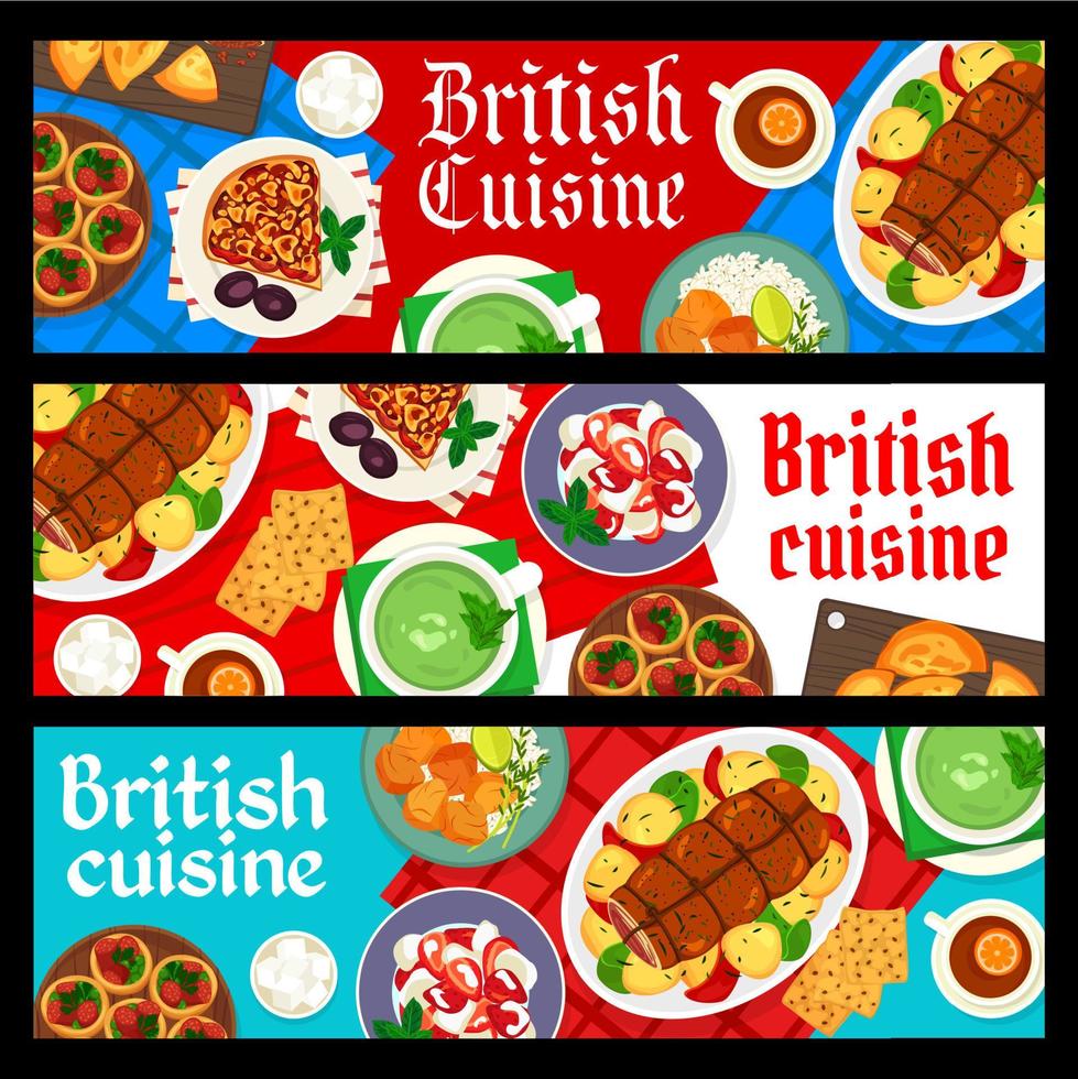 Britannico cucina ristorante cibo orizzontale banner vettore