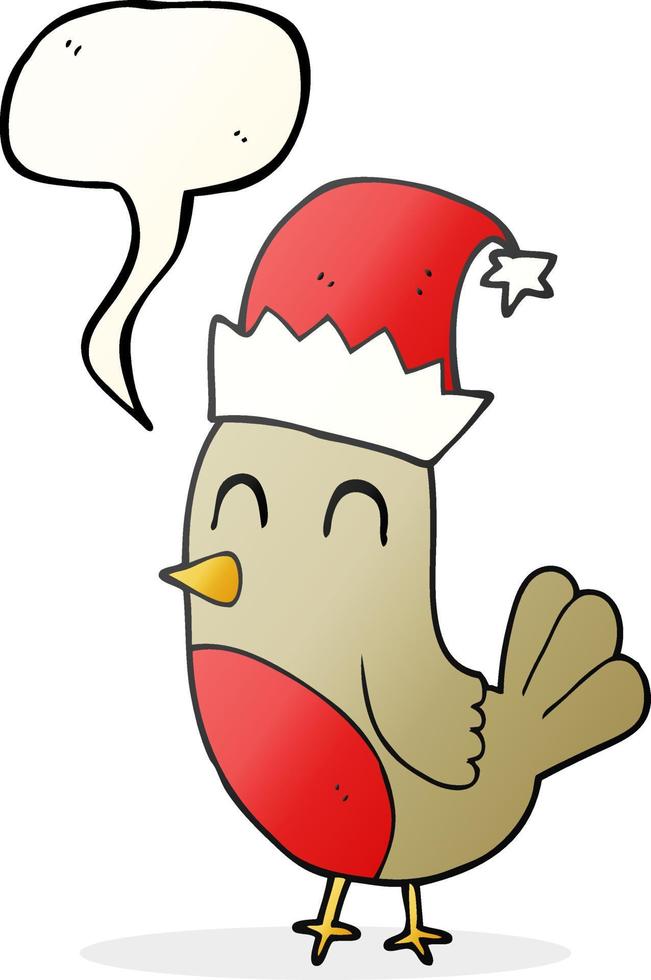 a mano libera disegnato discorso bolla cartone animato Natale pettirosso vettore