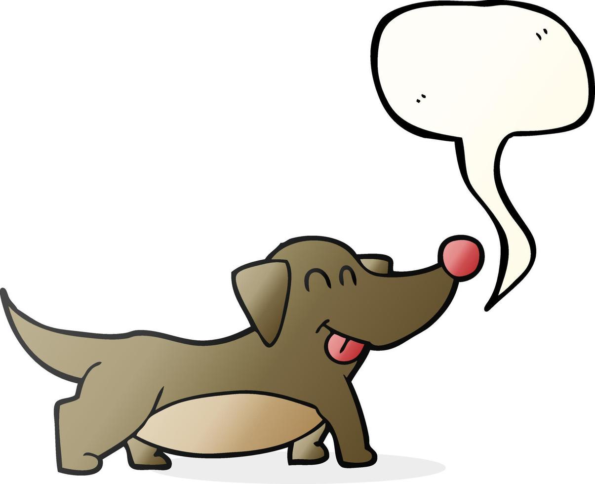 a mano libera disegnato discorso bolla cartone animato contento poco cane vettore