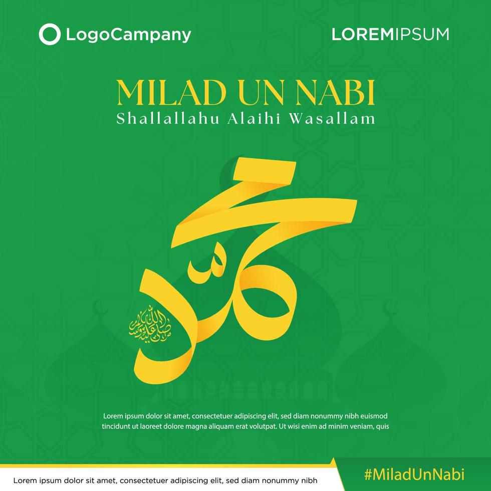 felice maulid nabi muhammad, o mawlid al nabi muhammad, o mawlid profeta muhammad con uno stile piatto. illustrazione vettoriale