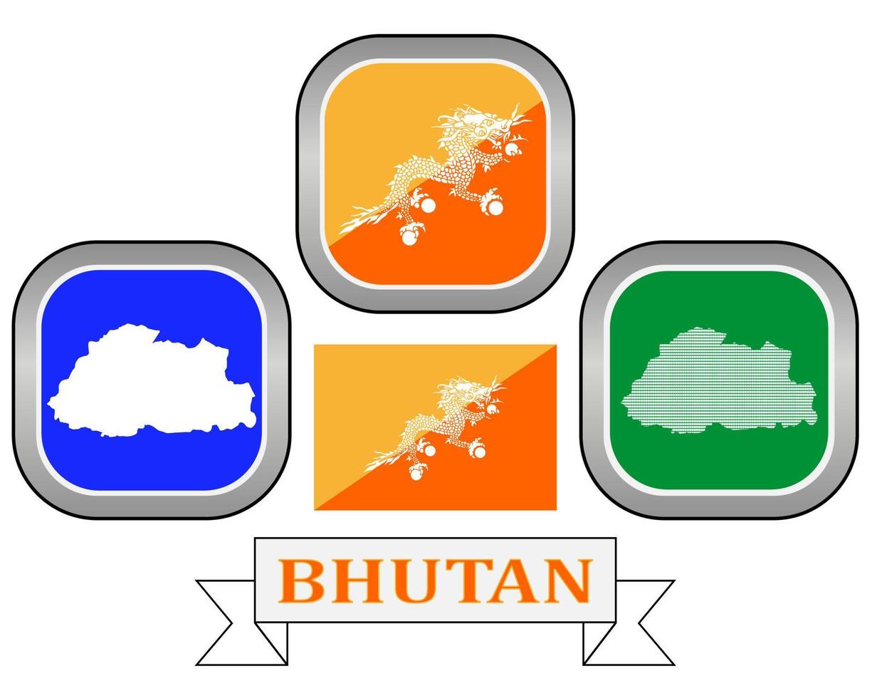 carta geografica pulsante e bandiera di bhutan simbolo su un' bianca sfondo vettore