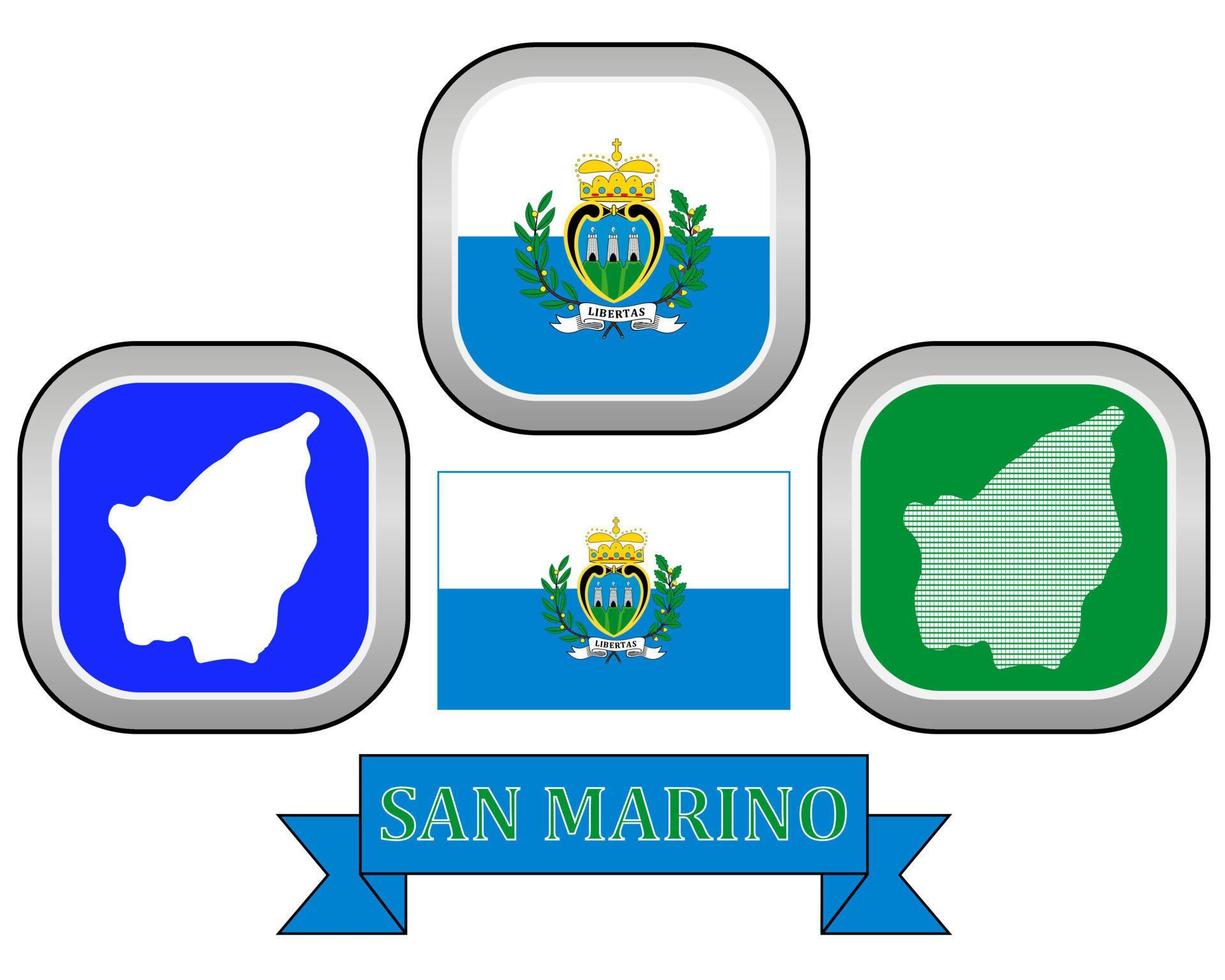 carta geografica pulsante e bandiera di san Marino simbolo su un' bianca sfondo vettore