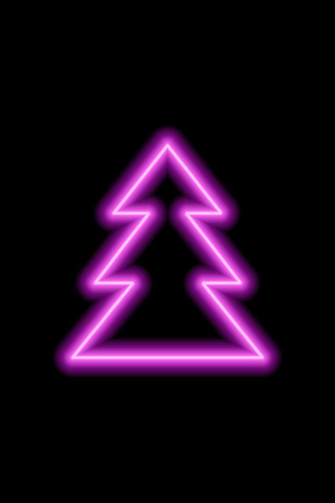 semplice rosa neon forma di un' Natale albero su un' nero sfondo vettore