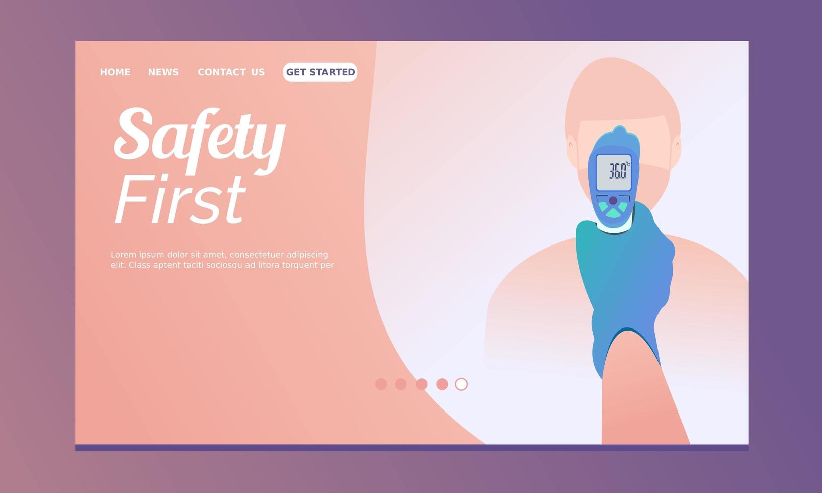 landing page sana con termometro a mano vettore