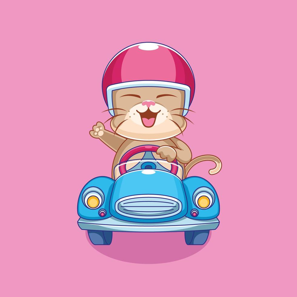 illustrazione di gatti da corsa su giocattolo auto vettore