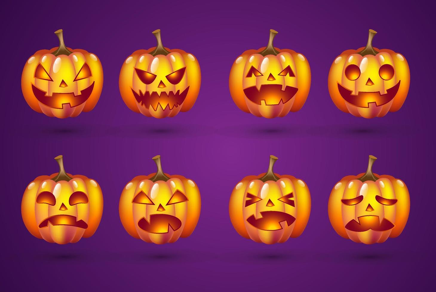 impostato zucca su buio pendenza sfondo. arancia zucca con Sorridi per il tuo design per il vacanza Halloween. vettore illustrazione.