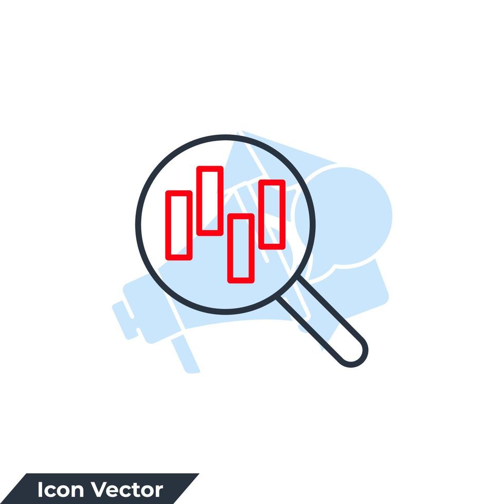analisi icona logo vettore illustrazione. ingrandimento bicchiere con bar grafico simbolo modello per grafico e ragnatela design collezione