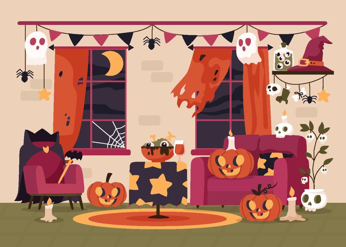 sfondo interno della decorazione di halloween vettore