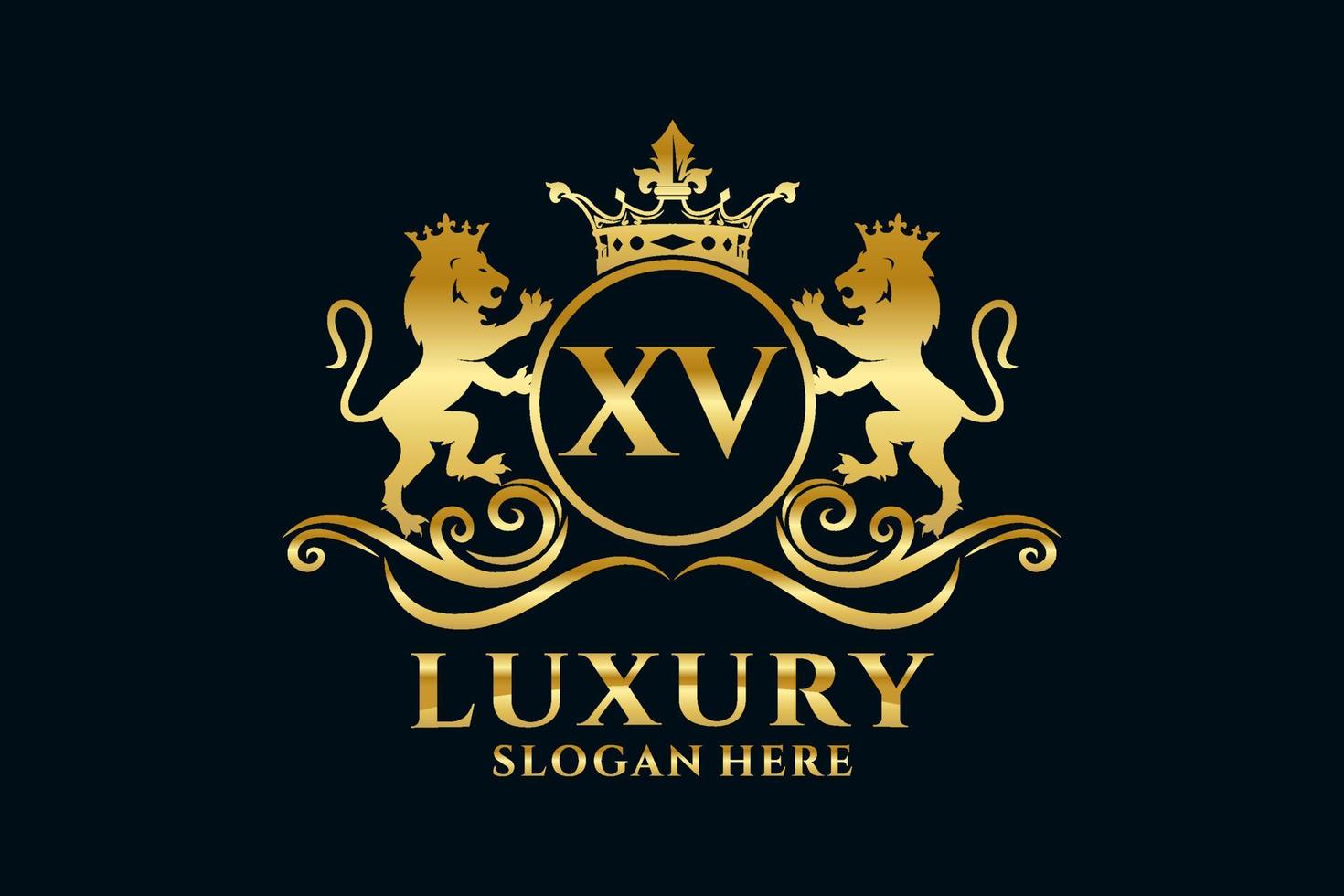iniziale xv lettera Leone reale lusso logo modello nel vettore arte per lussuoso il branding progetti e altro vettore illustrazione.
