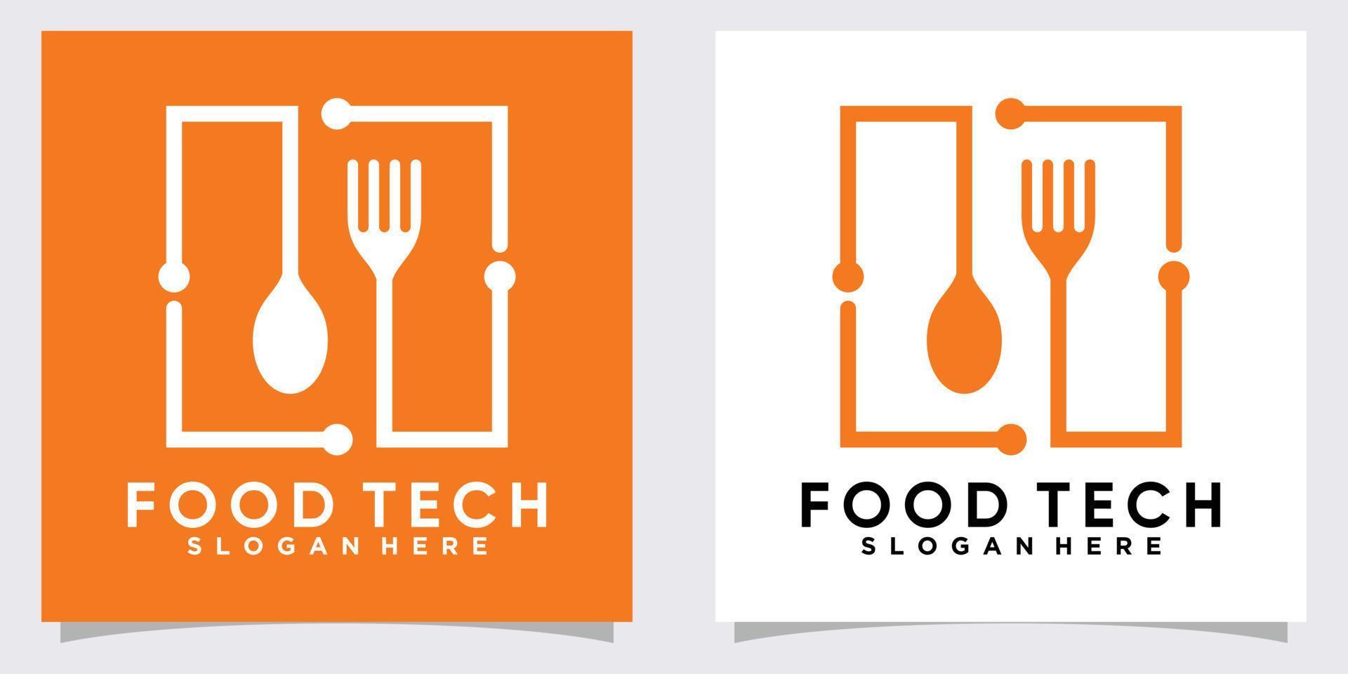 cibo Tech logo design con stile e creativo concetto vettore