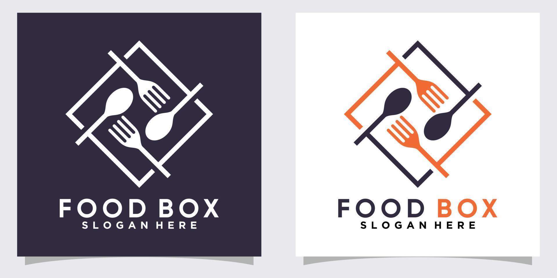 cibo scatola logo design con stile e creativo concetto vettore