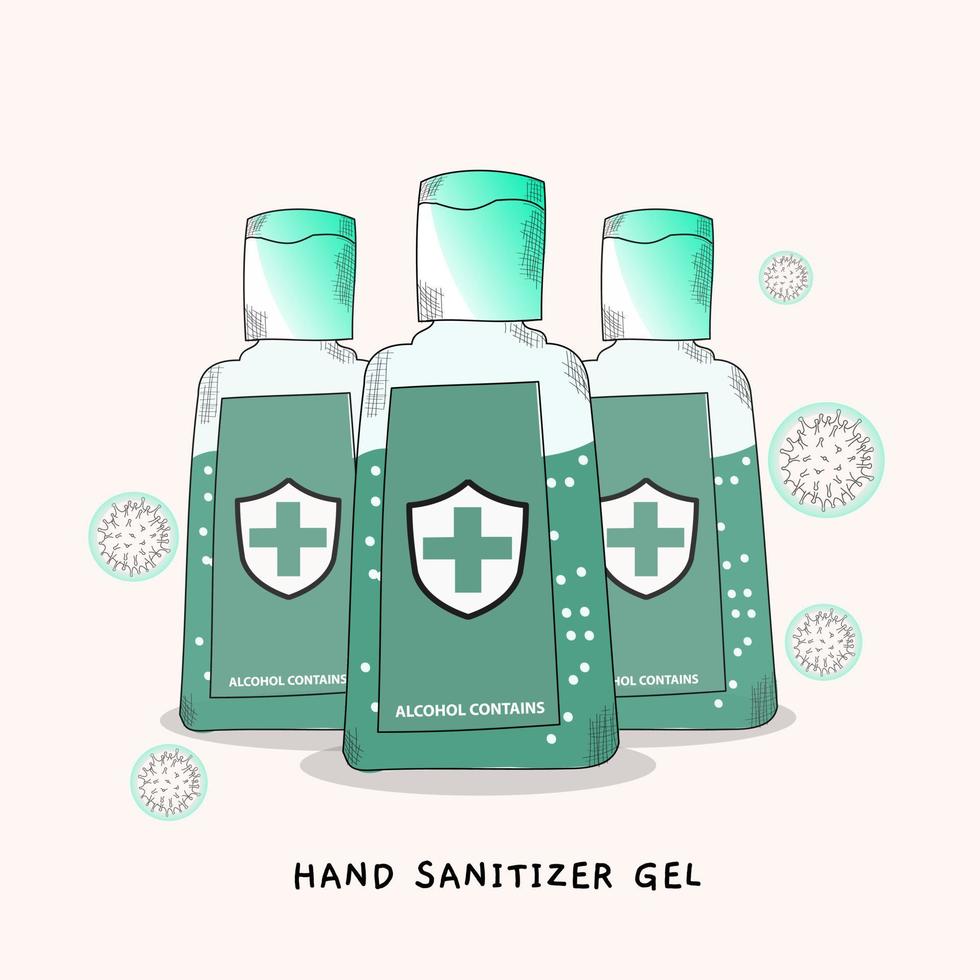 mano disinfettante gel bottiglia quello contiene alcool e anti batterico. anti batterico simboleggiare. vettore illustrazione.