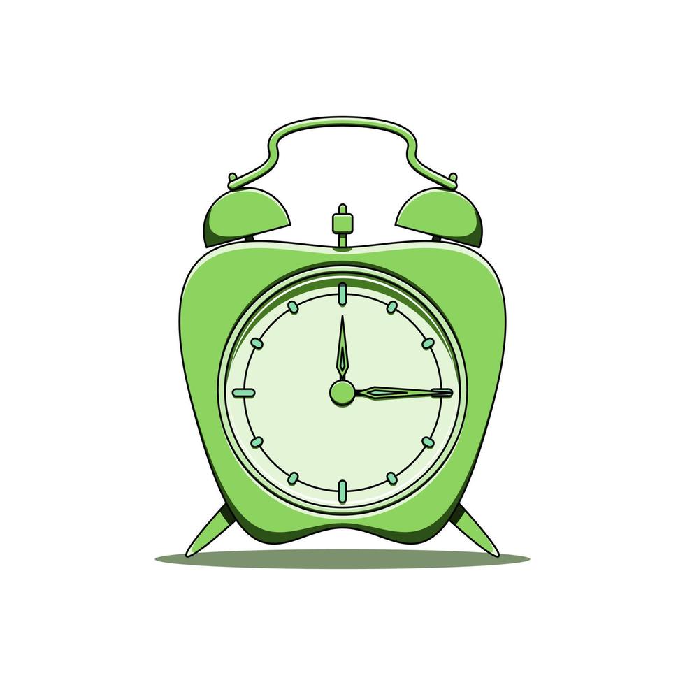 3d verde Mela allarme orologio vettore illustrazione