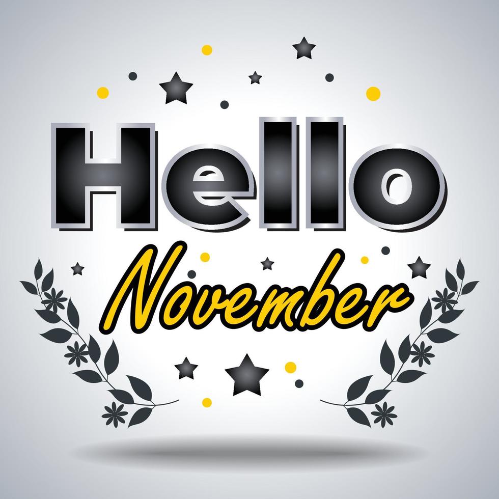 Ciao novembre. design per carte, striscione, manifesto vettore