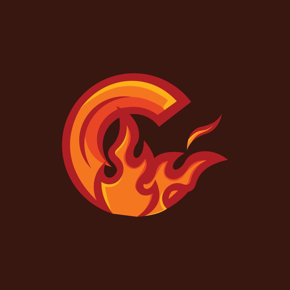 lettera c bruciare fuoco creativo attività commerciale logo vettore