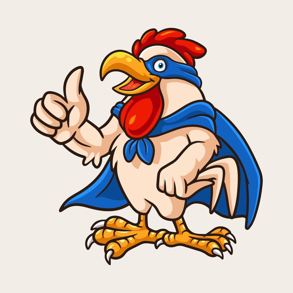 cartone animato super pollo dando un' pollici su vettore