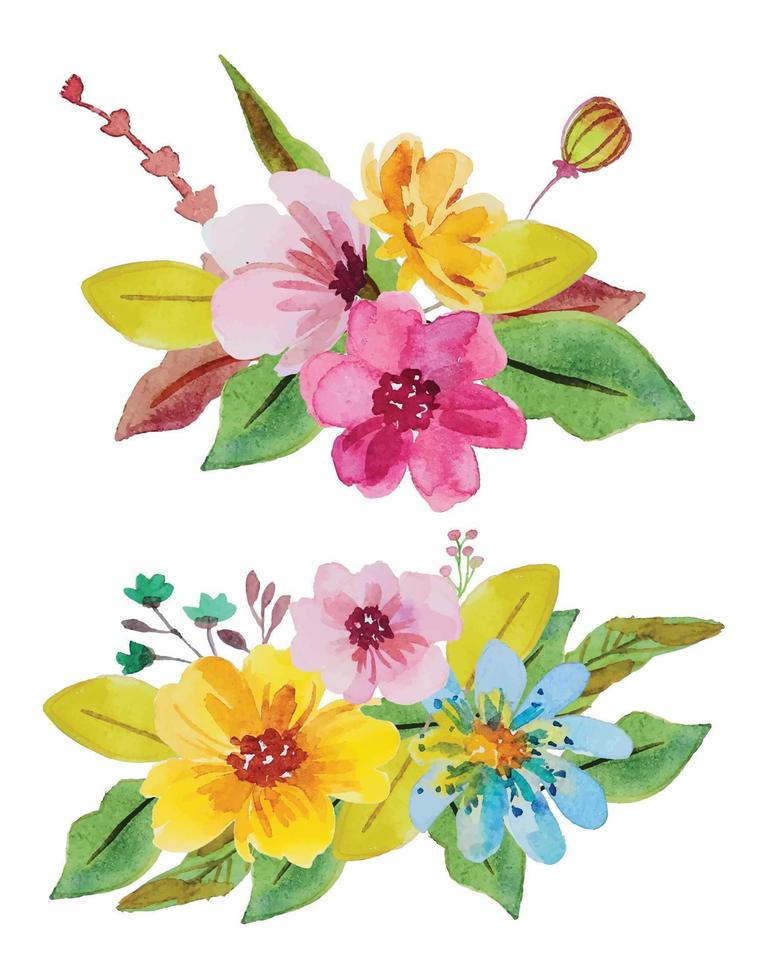 bouquet di fiori ad acquerello vettore