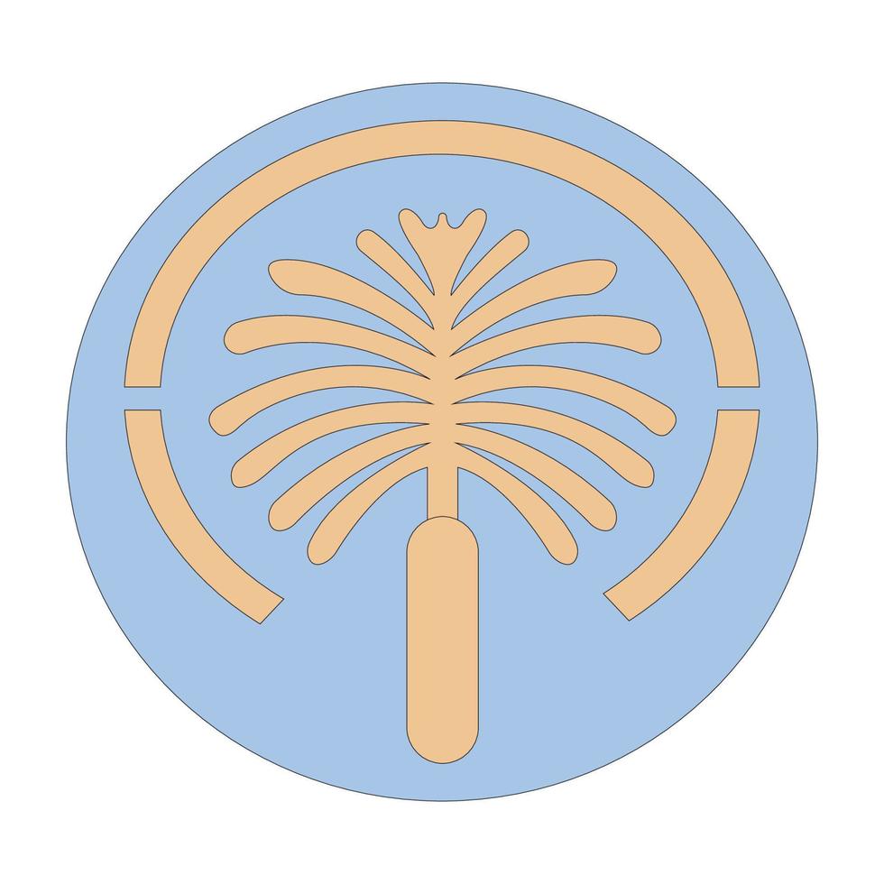 jumeirah palma isola carta geografica su bianca isolato sfondo. simbolo di dubai emirati arabi uniti. vettore