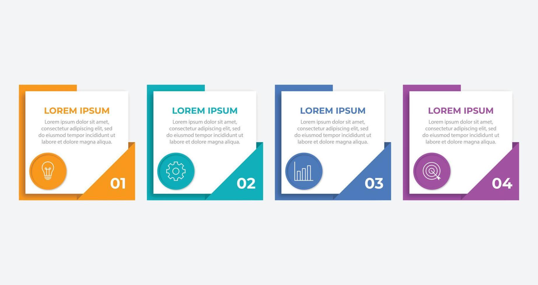 elemento di design infografica timeline e opzioni numeriche. concetto di business con 4 passaggi. può essere utilizzato per il layout del flusso di lavoro, il diagramma, il rapporto annuale, il web design. modello di business vettoriale per la presentazione.