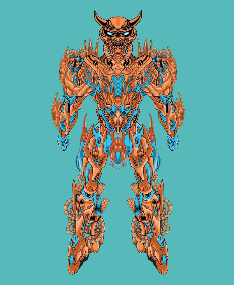 illustrazione grafica vettoriale del cavaliere robot cyborg