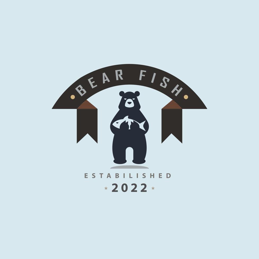 grizzly orso pesce logo design modello per marca o azienda e altro vettore