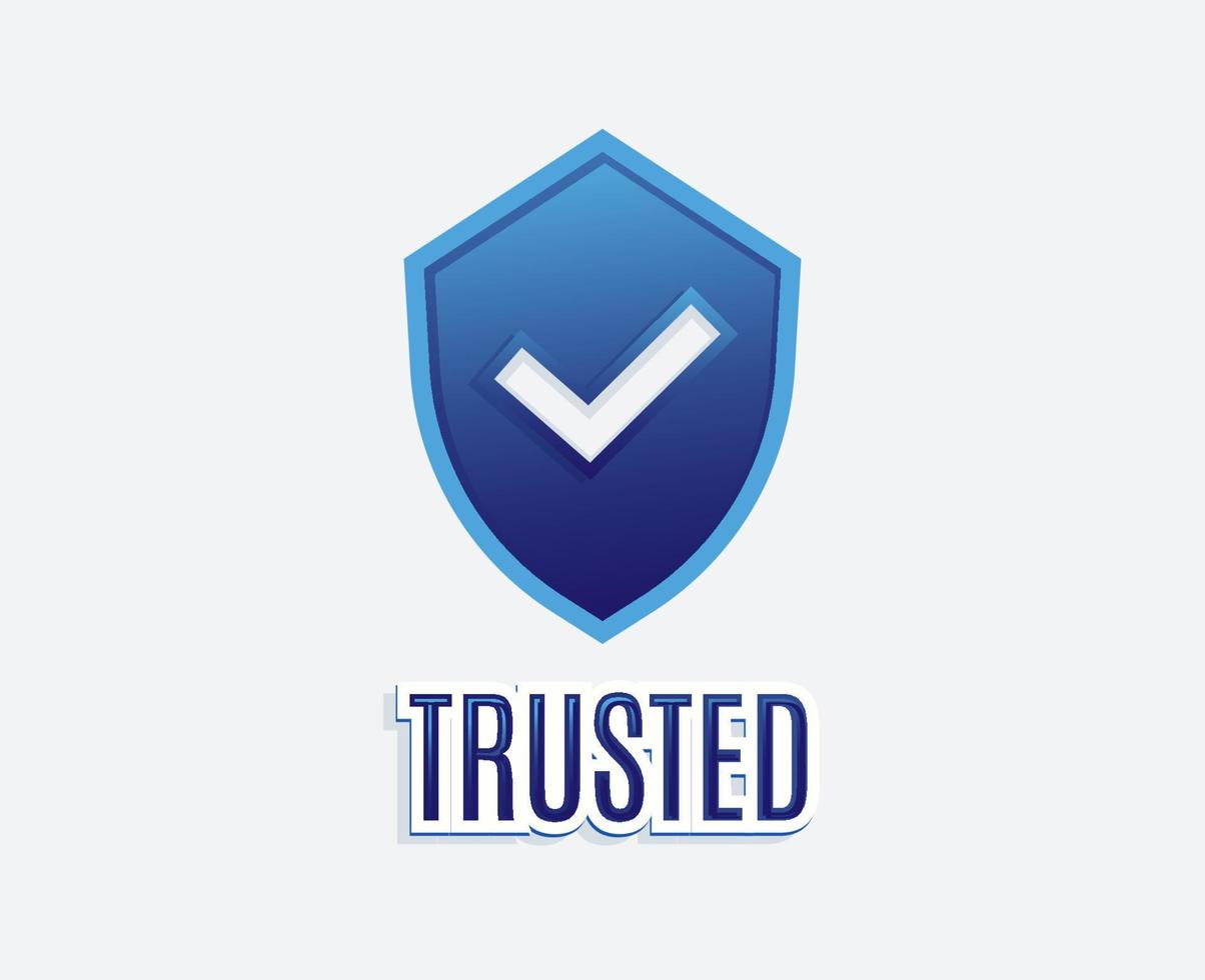 blu di fiducia logo distintivo con testo e shild icona vettore