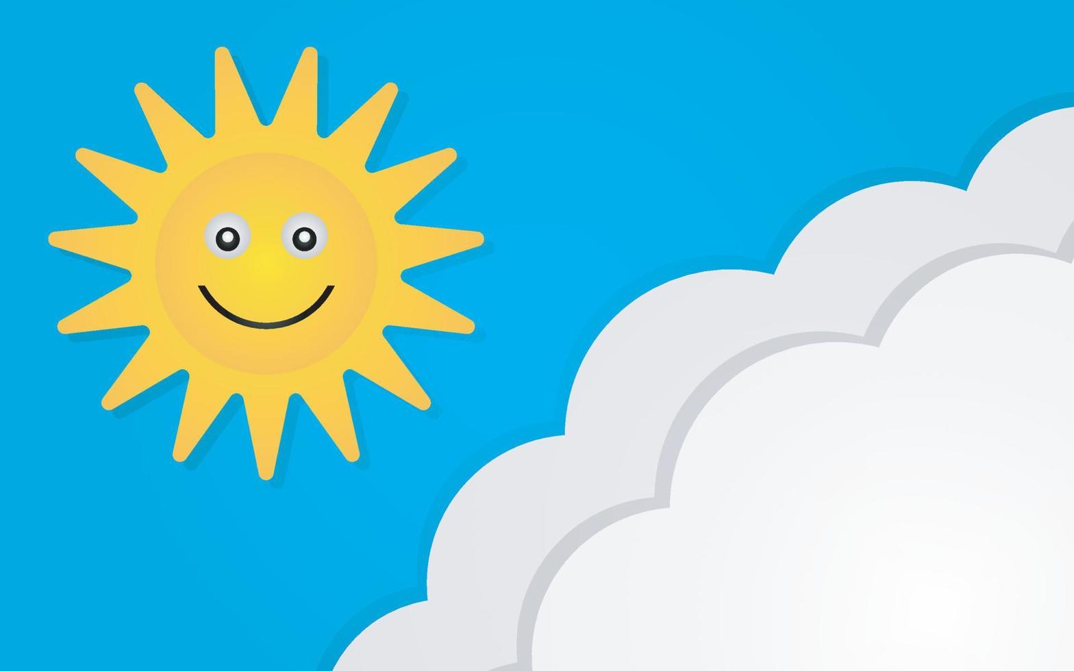 blu cielo sfondo con nuvole e sorridente sole vettore