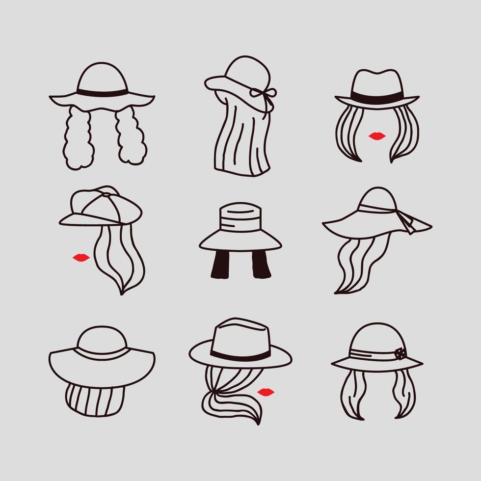 illustrazione di donne indossare cappelli vettore