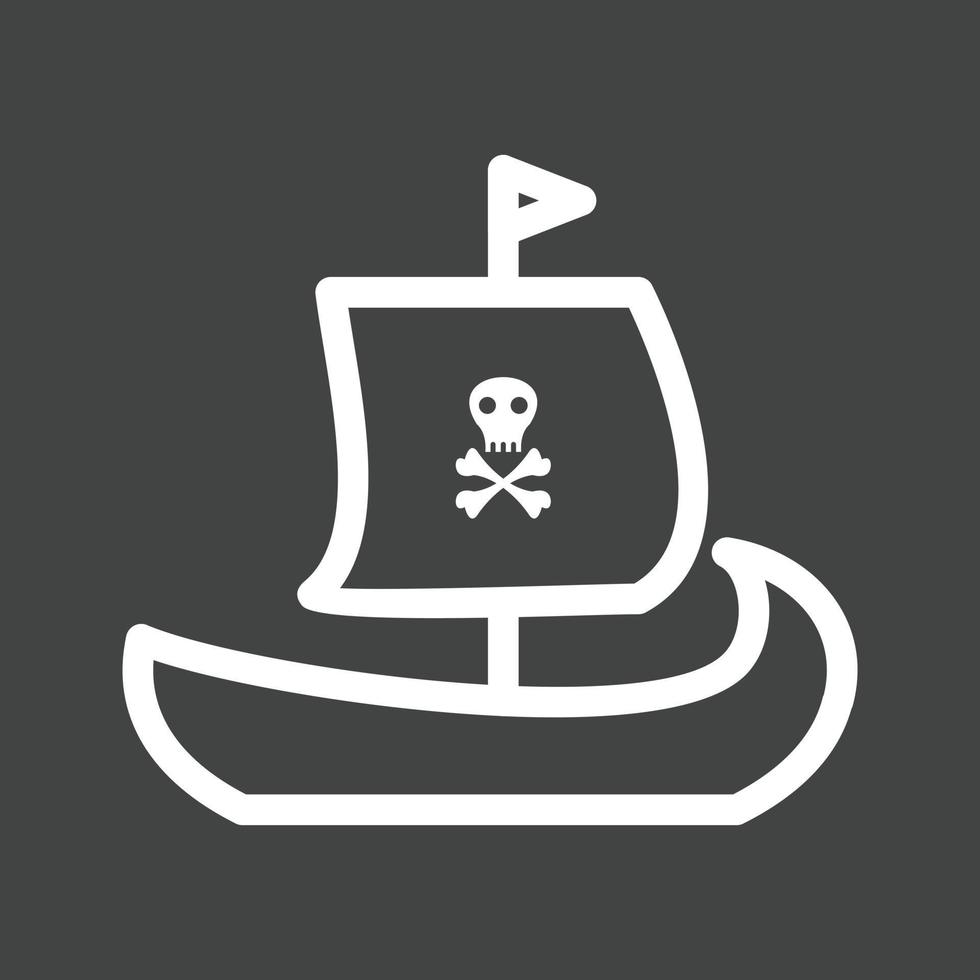 pirata nave linea rovesciato icona vettore