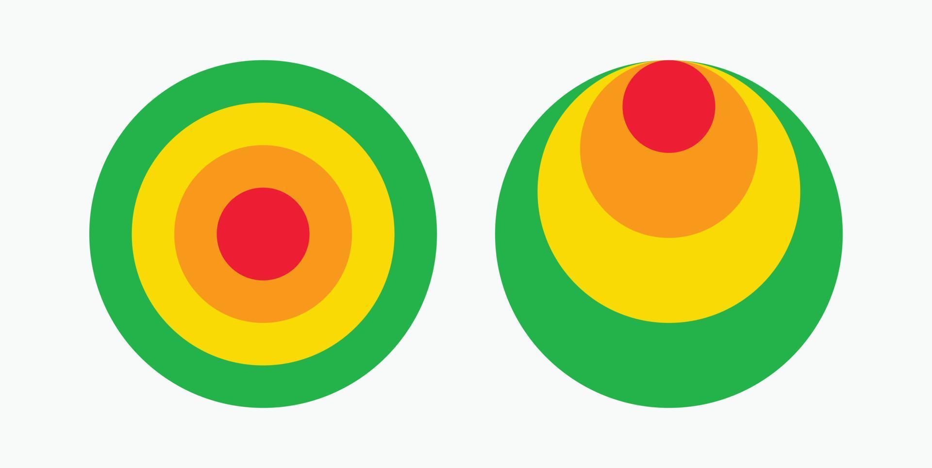 cerchio diagramma. torta grafico con colore transizione a partire dal rosso per verde Infografica informazione dati e statistica presentazione colore marketing simbolo con creativo vettore struttura.