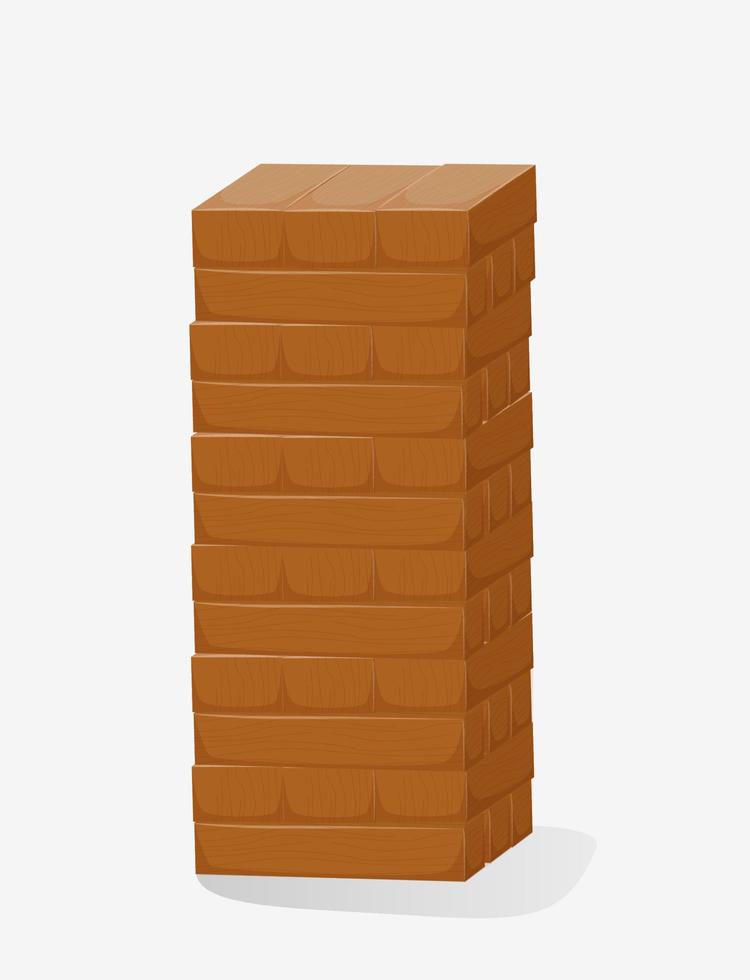 Torre di blocchi fatto di di legno mattoni. il concetto di il geometrico design di il gioco, logico divertimento per bambini e adulti. vettore grafica isolato su bianca sfondo.