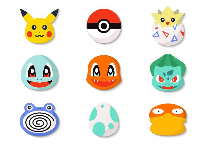 Icone gratuite di Pokemon e Pokeball vettore