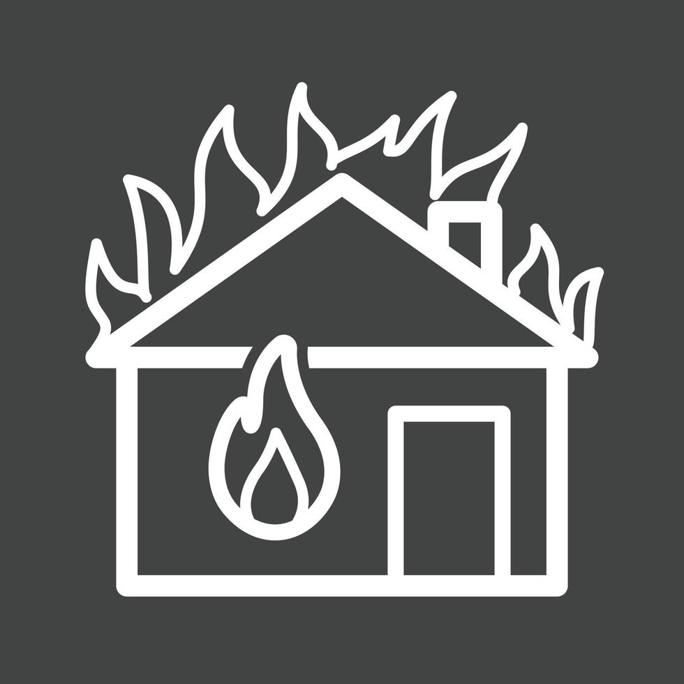 fuoco consumando Casa linea rovesciato icona vettore
