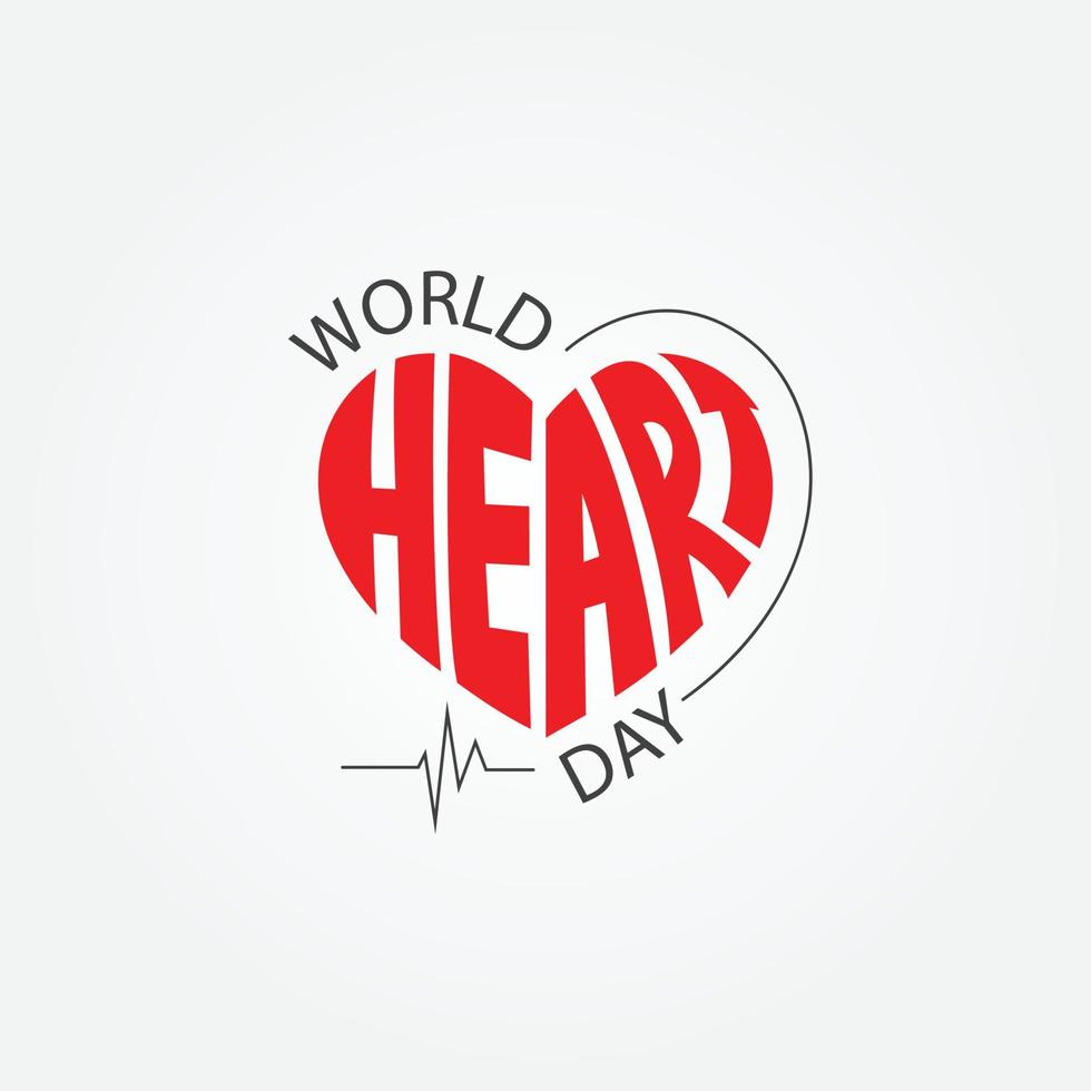 mondo cuore giorno lettering vettore logo su amore forma illustrazione per 29 settembre