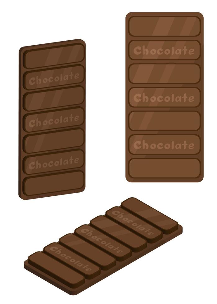 cioccolato sbarra. impostato di vettore immagini. delizioso cioccolato, davanti Visualizza, lato Visualizza. cioccolato bugie. vettore illustrazioni su un' bianca sfondo.