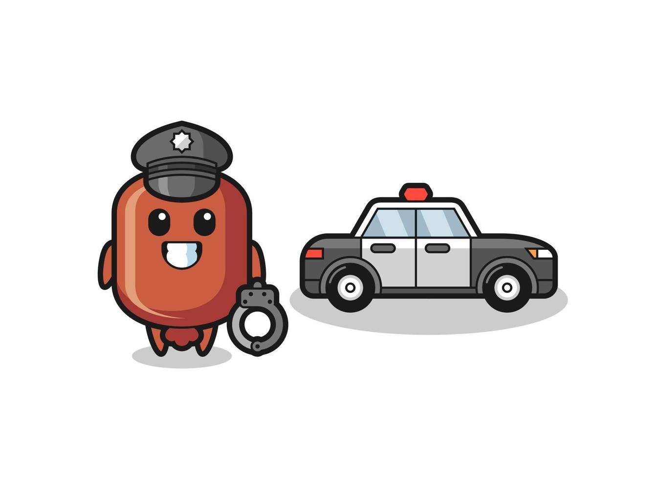 cartone animato portafortuna di salsiccia come un' polizia vettore