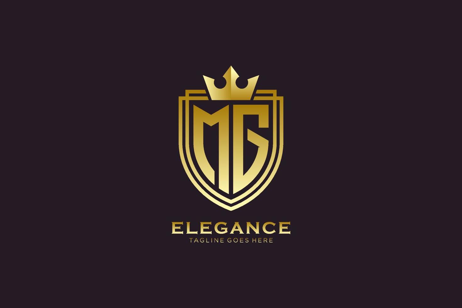 iniziale mg elegante lusso monogramma logo o distintivo modello con pergamene e reale corona - Perfetto per lussuoso il branding progetti vettore