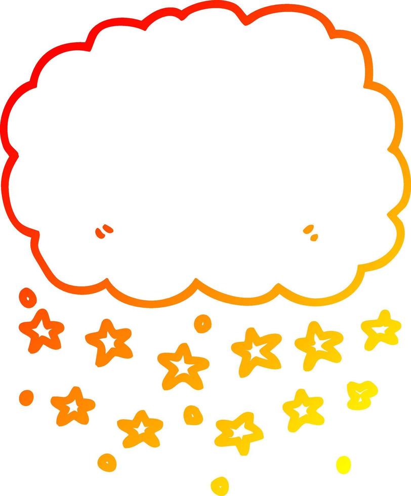 nuvola di pioggia del fumetto di disegno a linea a gradiente caldo vettore