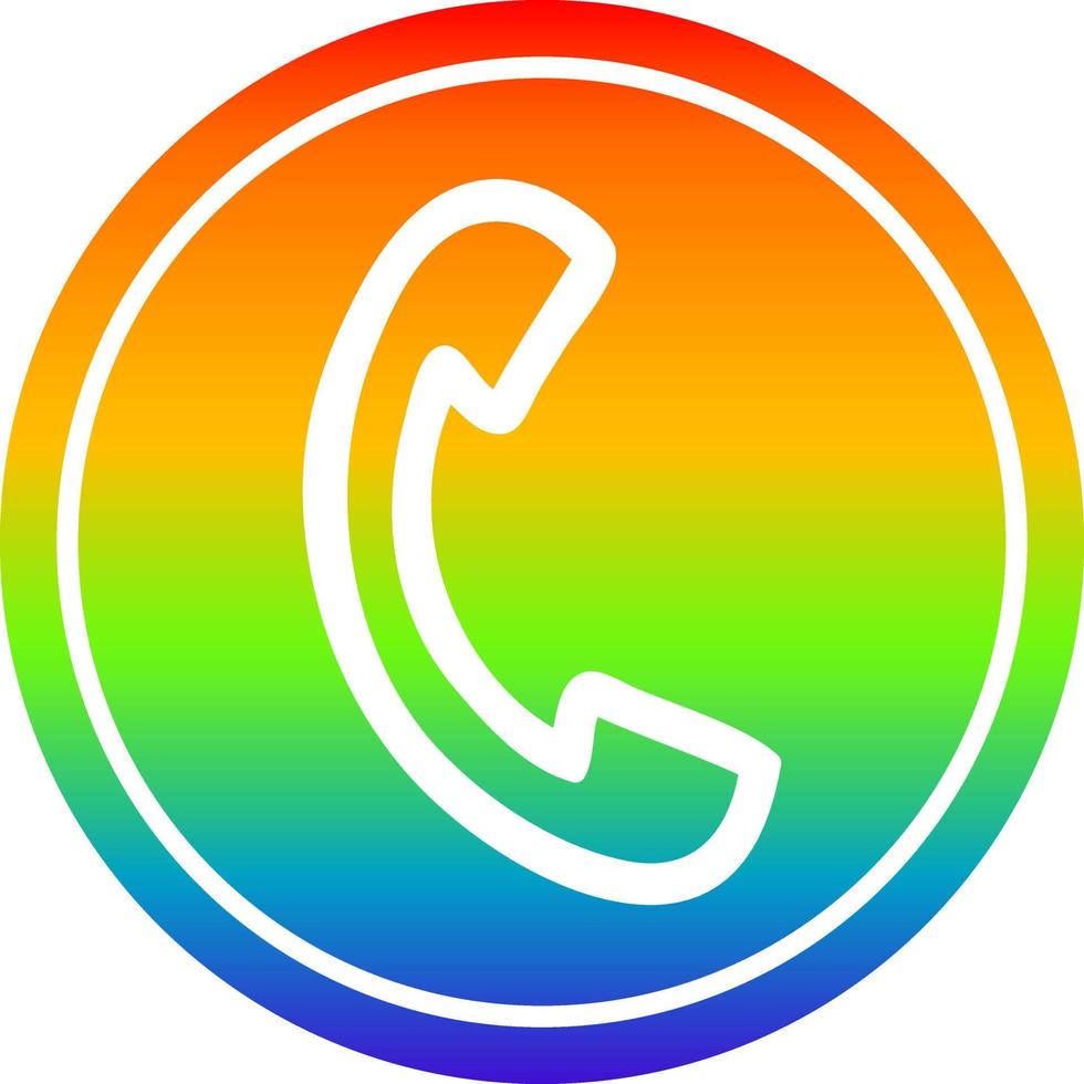cornetta telefonica circolare nello spettro arcobaleno vettore