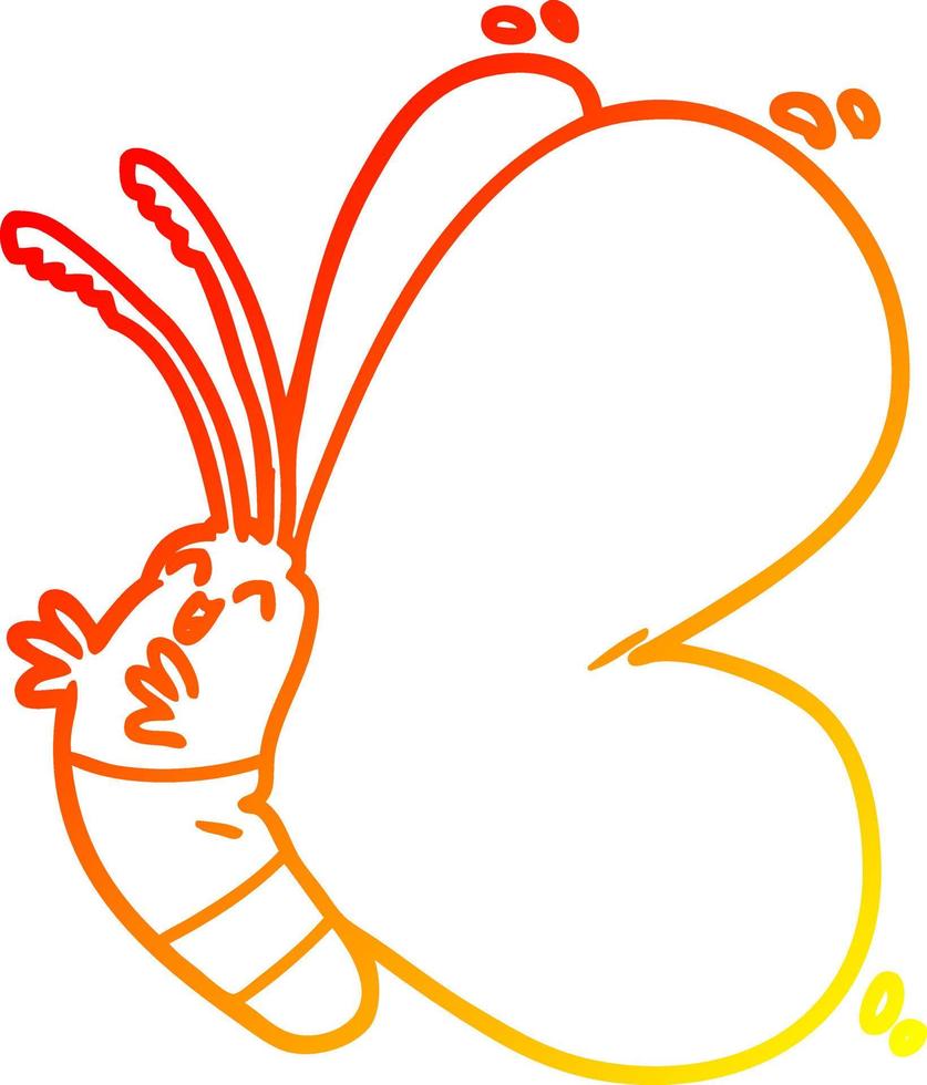 caldo gradiente disegno a tratteggio divertente cartone animato farfalla vettore