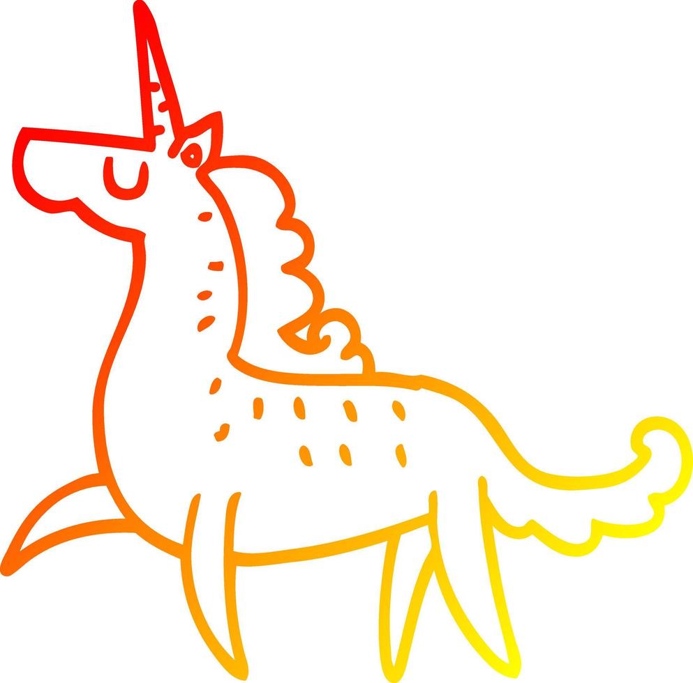 caldo gradiente disegno cartone animato magico unicorno vettore